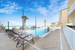 Outdoor pool, a heated pool - Exclusive Oceanfront 3-Bedroom Condo – Your Perfect Coastal Retreat! (Daytona Beach)