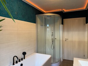 Apartment, River View | Bathroom | Hair dryer, towels, toilet paper - Pension Gesundbrunnen (Mueglitztal)
