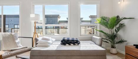 Smart-tv, böcker och kontor