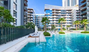 Indoor pool, outdoor pool - Chic studio  apartment with AC, fitness room in wonderful Sohba Hartland Dubai (Wilton Park Residences Sobha Hartland,)