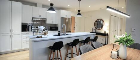 Microwave, oven, coffee/tea maker, toaster