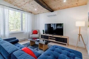 Televisión, chimenea, futbolito y tenis de mesa 