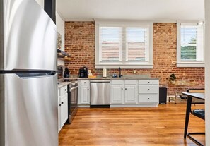 Fridge, microwave, oven, stovetop - Vibrant Loft Steps from Bathhouse Row (Hot Springs)
