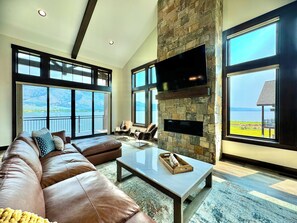 TV, fireplace, foosball