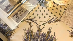 A breakfast table with croissants, butter, jam, honey, and a glass of orange juice. - Guest House 'Chambre C' with Shared Pool, Wi-Fi and Air Conditioning (Ribérac)