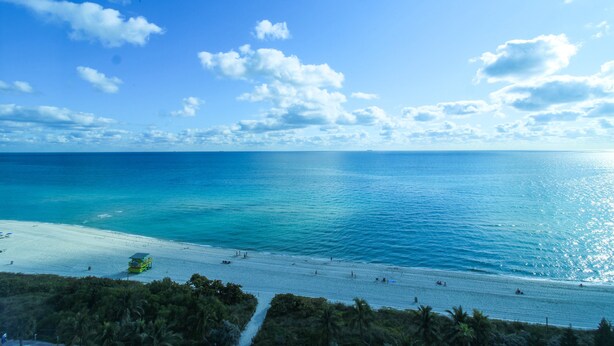 A beach with clear blue water and a sandy shore. - Castle 1133 Ocean view studio, Pool and Beach Access, FREE Parking, Gym, Tennis and more! (Miami Beach)