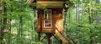 Timber-frame treehouse along the Ocmulgee River; short drive from I-75