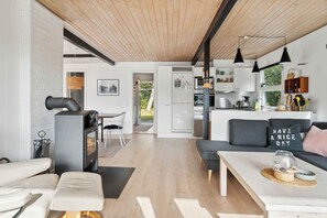 Chimenea, reproductor de DVD, estéreo