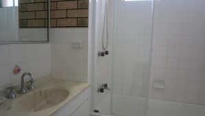 Une salle de bain avec un lavabo, un miroir et une douche.
