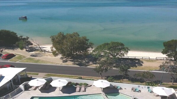 Relax by the pool or on the adjacent beach, with sun loungers and umbrellas at your disposal.