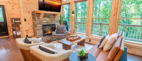 Smart TV, fireplace, video games