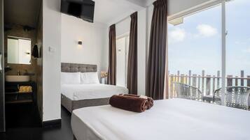 Family Room, Balcony, Sea View | Egyptian cotton sheets, premium bedding, memory-foam beds