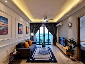 Apartamento, 1 habitación, vistas a la ciudad | Zona de estar