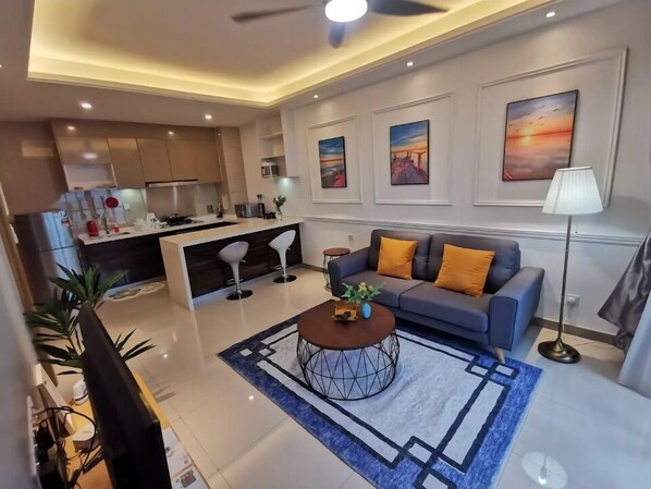 Appartement, 1 chambre, vue ville | Coin séjour