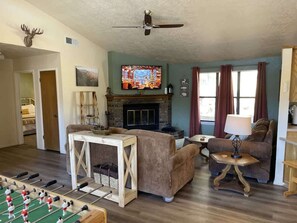 TV, fireplace, offices - Camelot Cabin Summary (Ruidoso)