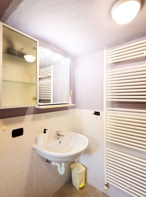 Secadora de cabello, toallas, jabón, papel de baño 