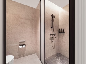 Comfort-Doppelzimmer | Badezimmer | Dusche, kostenlose Toilettenartikel, Haartrockner, Hausschuhe