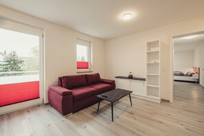 Leilighet – design, 1 dobbeltseng med sovesofa, ikke-røyk, byutsikt | Oppholdsområde