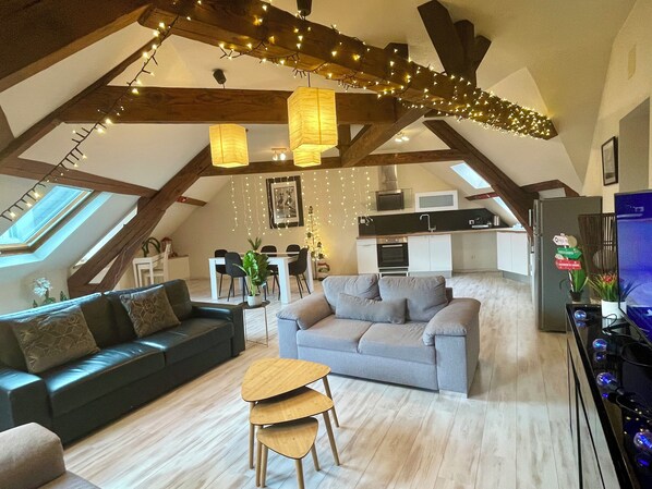 Living area - Superb furnished and equipped T3 decorated for the festive season (Montluçon)