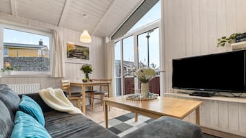 Télévision, cheminée, lecteur de DVD, chaîne hi-fi