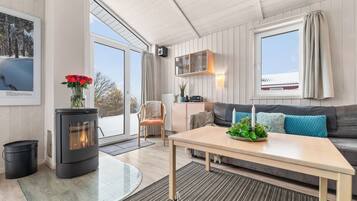 Fernseher, Kamin, DVD-Player, Stereoanlage