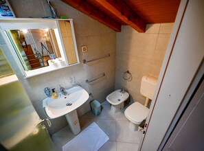 Apartment (Three Bedroom Apartment with Balcony) | Bathroom | Shower, towels - Scenic and Refined Retreat Apartment With Balcony (Rovinj)