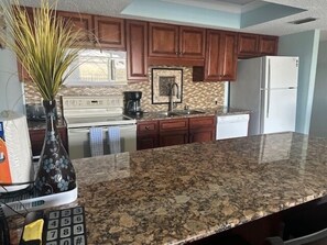 Fridge, microwave, oven, stovetop - Holiday Villas III- 509 in Indian Shores-1 BR condo, Intercoastal views! (Indian Shores)