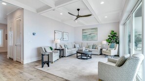 TV, fireplace - Azzurro Moon|Private Deeded Beach|Gulf Front Villa with Private Rooftop Pool (Seagrove Beach)