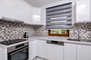 Fridge, oven, stovetop, dishwasher