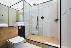 Shower, free toiletries, hair dryer, slippers