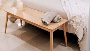 A modern bedroom with a bed, bedside table, and a desk with a chair. - Malvón by BH Marbella  (Marbella)