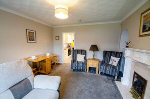 Télévision, cheminée, livres