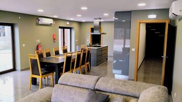 Fridge, microwave, oven, electric kettle