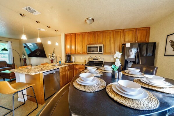 Microwave, oven, stovetop, dishwasher