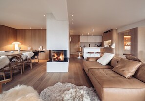 TV, fireplace - Antarès SIRIUS 403 - Luxury ski in/ski out apartment (Les Allues)