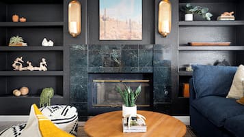 Smart TV, fireplace, video games, foosball