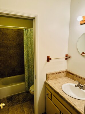 Shower, towels, toilet paper