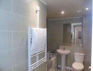 Secador de cabelo, toalhas de banho