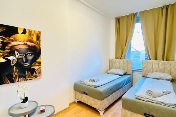 2 bedrooms, bed sheets