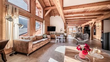 Télévision, cheminée, lecteur de DVD, table de tennis de table