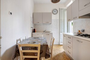 Fridge, stovetop, cookware/dishes/utensils, spices