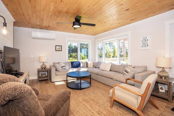 Smart TV, fireplace, video games, books