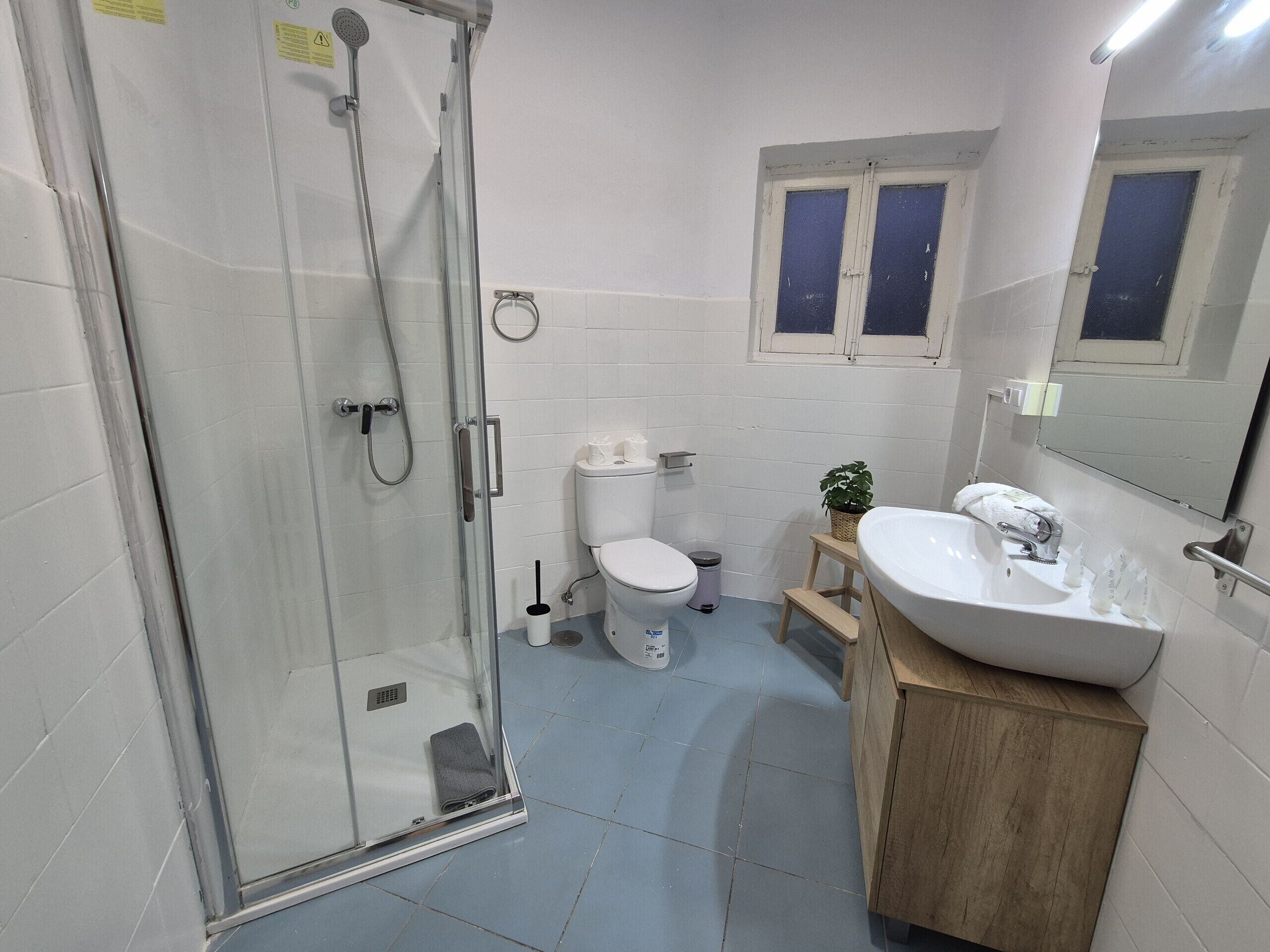 Ducha, secador de pelo y toallas