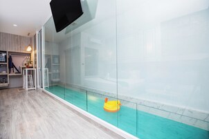 Individually decorated, individually furnished, desk, laptop workspace