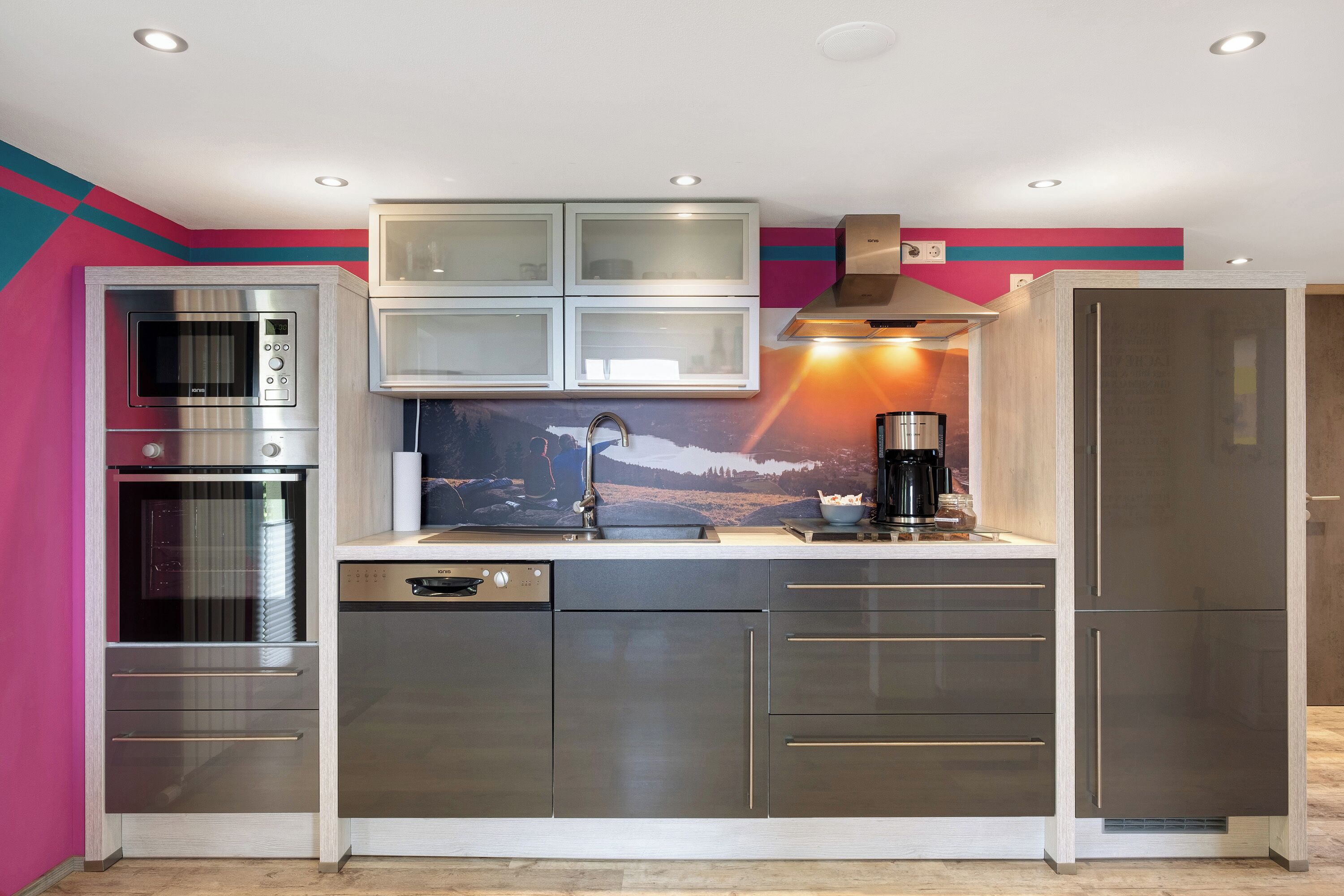 Kühlschrank, Mikrowelle, Ofen, Herdplatte