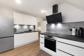 Fridge, oven, stovetop, dishwasher