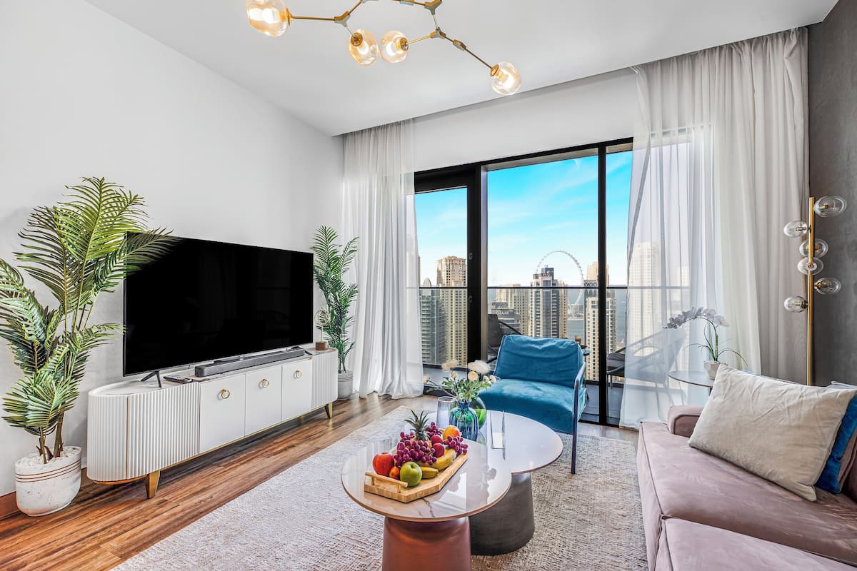 Appartement Luxe, 2 chambres, non-fumeur, vue port | Coin séjour