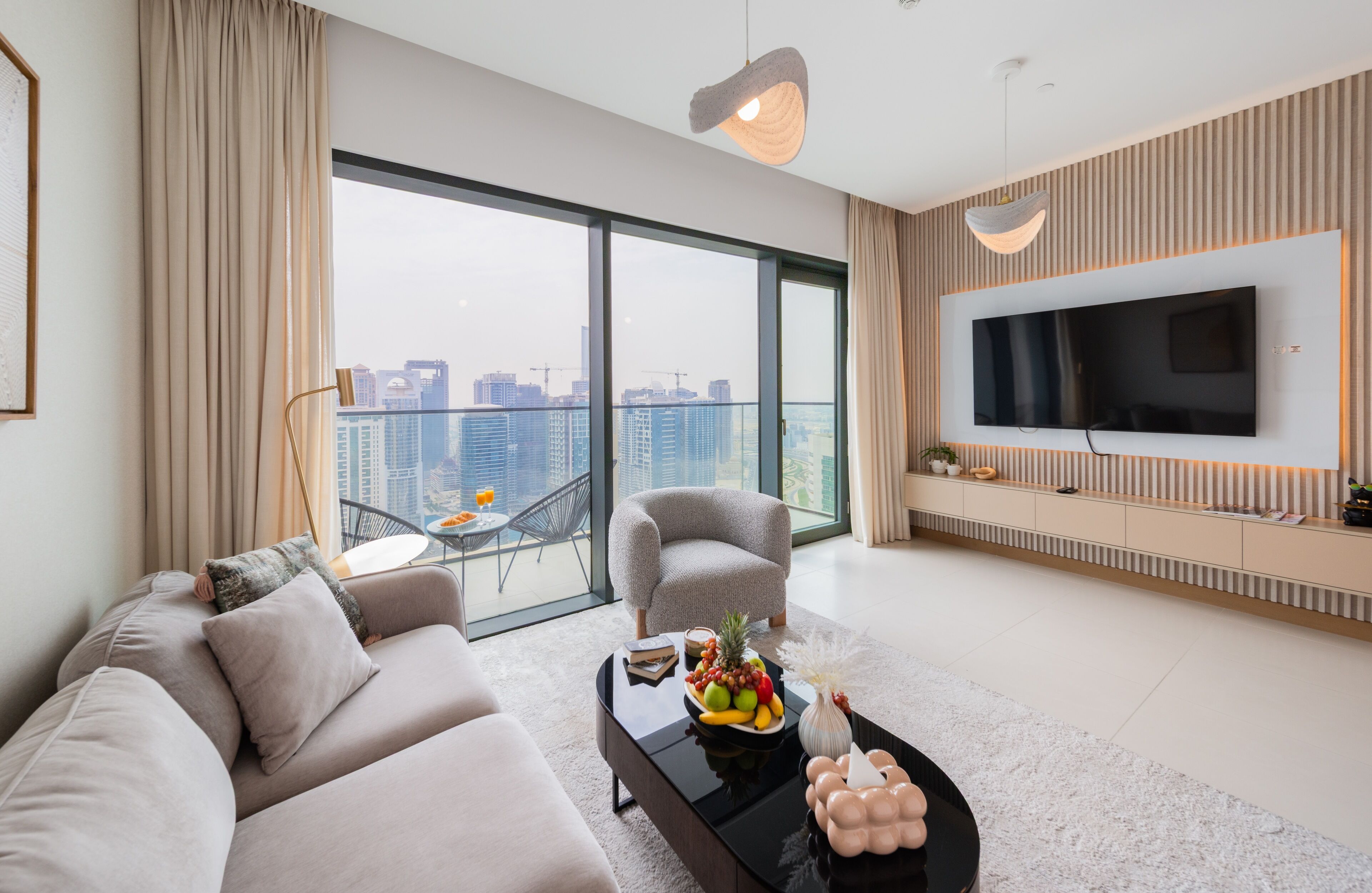 Luxury Apartment, 2 Bedrooms, Non Smoking, Marina View | Living area | 55-inch Smart TV with cable channels, Netflix, streaming services