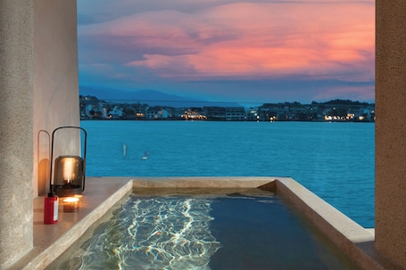 Romantic Double Room, 1 Queen Bed, Terrace, Sea View | Down comforters, free minibar, in-room safe, laptop workspace