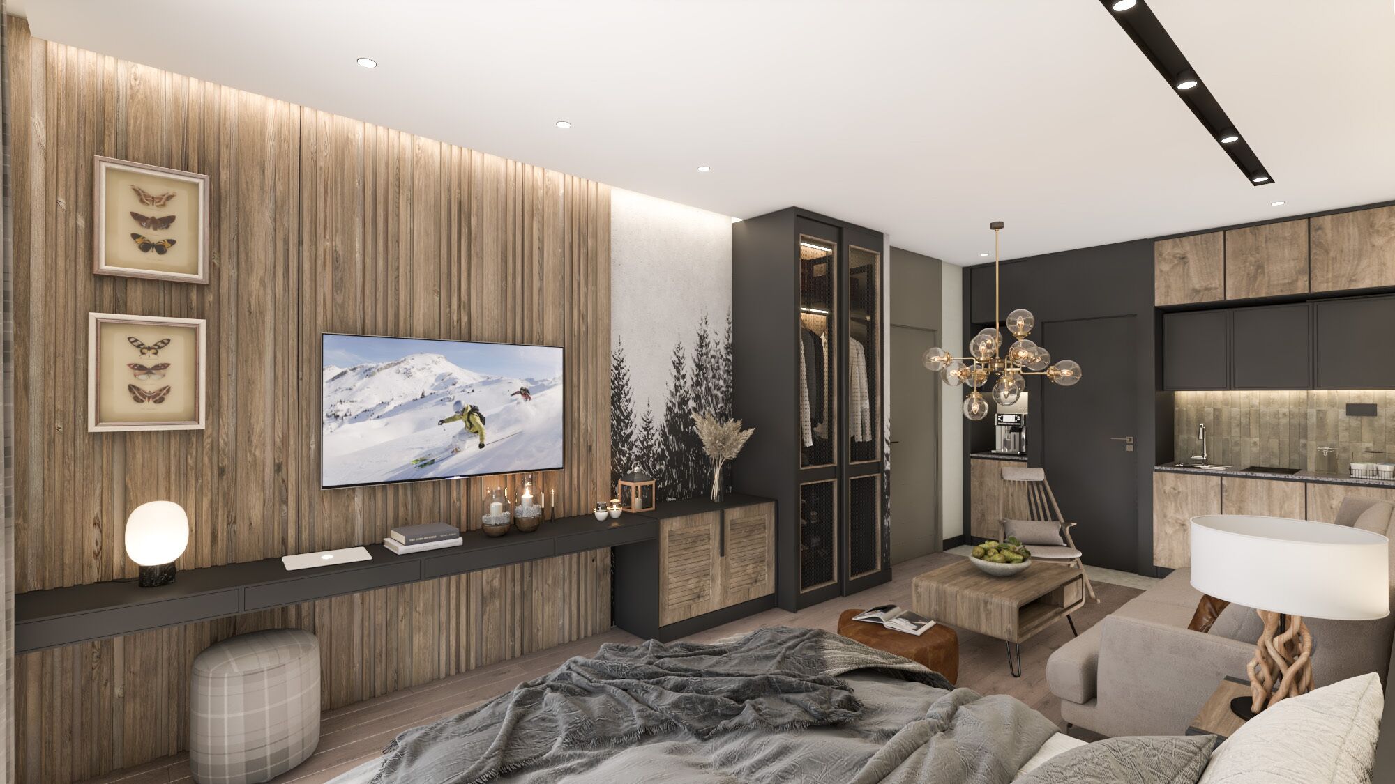 Junior suite, uitzicht op bergen | Luxe beddengoed, een minibar, een kluis op de kamer, een bureau